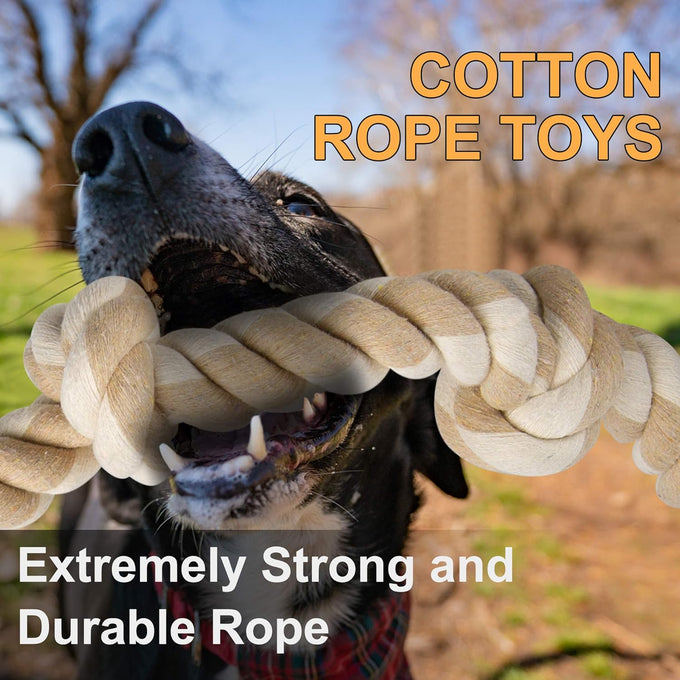 Fida Cotton Rope Dog Toy for Large/Medium Aggressive Chewers, 3 Feet 5 Knots, Tug of War and Teeth Cleaning