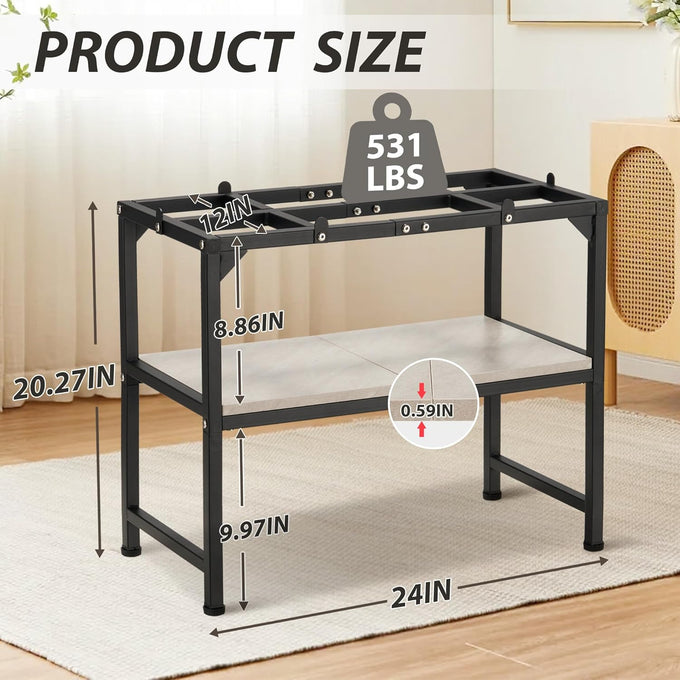 metal aquarium stand 24x12x20.27 inches non-slip foot and wooden shelf for 10-20 gallon fish tank