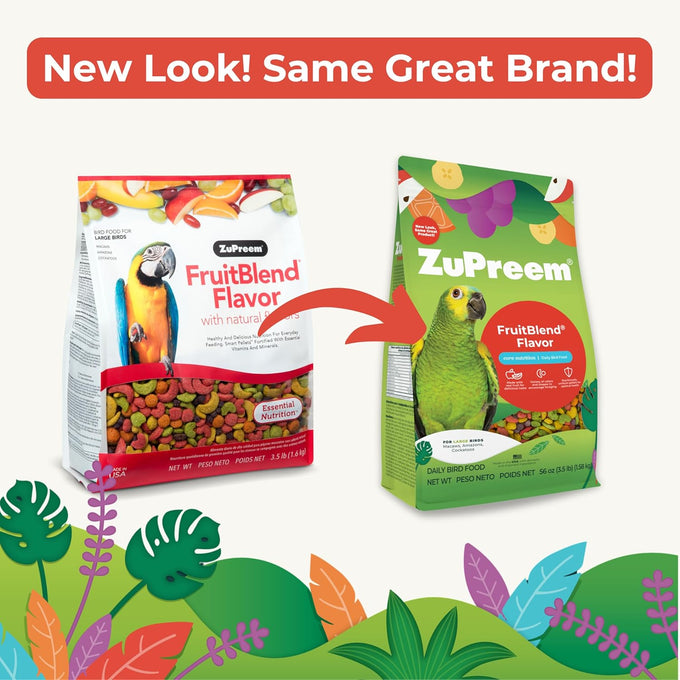 ZuPreem FruitBlend Bird Pellets, Daily Food for Large Birds, Made in USA, Pellets for Macaws and Amazons (3.5 lbs)