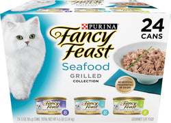 Purina Fancy Feast Grilled Wet Cat Food Seafood Variety Pack, 24 x 3 oz. Cans, No Artificial Colors or Preservatives