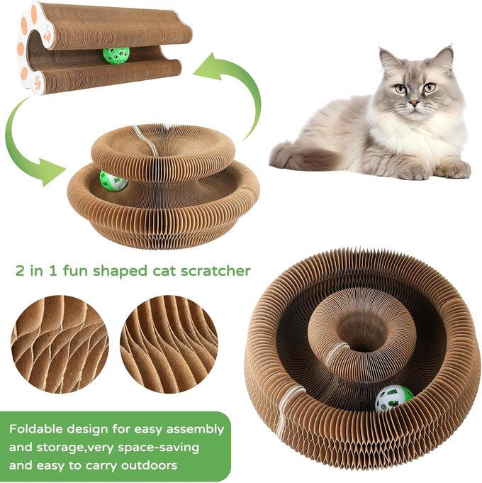 Goosheep kitty curls cat toys 1 pack, magic organ cat scratching post, cardboard cat scratcher pad ball scratcher board for indoor cats