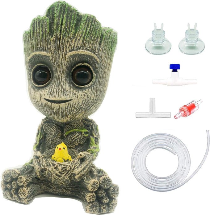 Groot Aquarium Air Bubbler Decorations with Non-Toxic Resin for Fish Tanks, Air Stone Set
