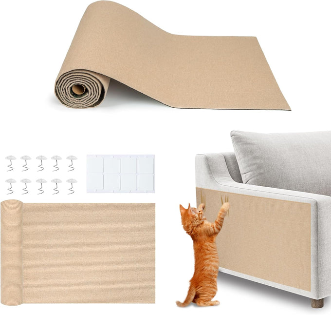 Best Pet Supplies Catify Beige Cat Scratcher, Peel & Stick, Claw Safe, Furniture Saver, Indoor Play, Natural Cat Behaviors, Heavy Duty, L: 39"