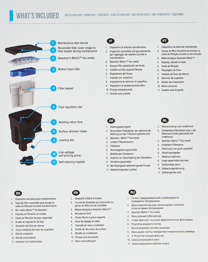 Seachem Tidal Power Filter for 35 Gallon Aquarium with Adjustable Flow and Skimmer, black