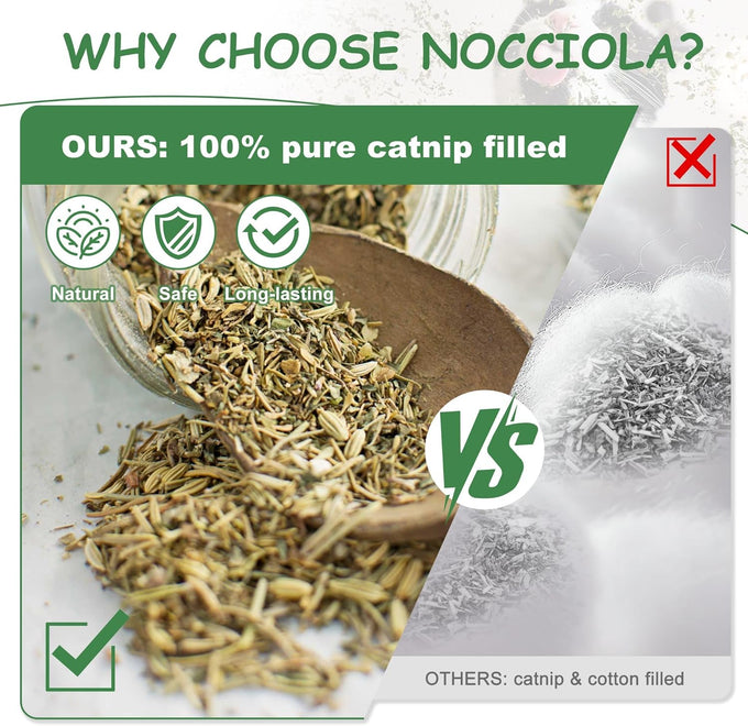 Nocciola 3 pack catnip toys for cats, funny cat toys with 100% pure organic catnip, safe kitten teething chew and kicker toys