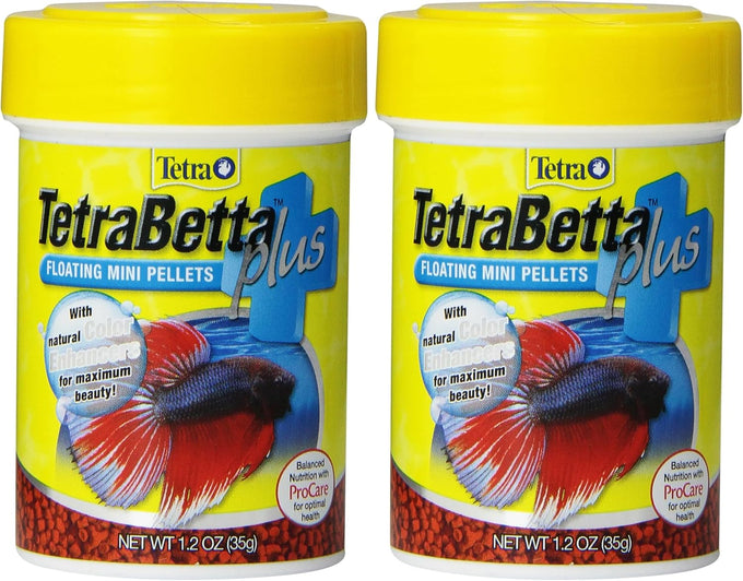 TetraBetta PLUS Floating Mini Pellets, nutritionally balanced diet for betta fish and top-water feeders, 1.2 ounces