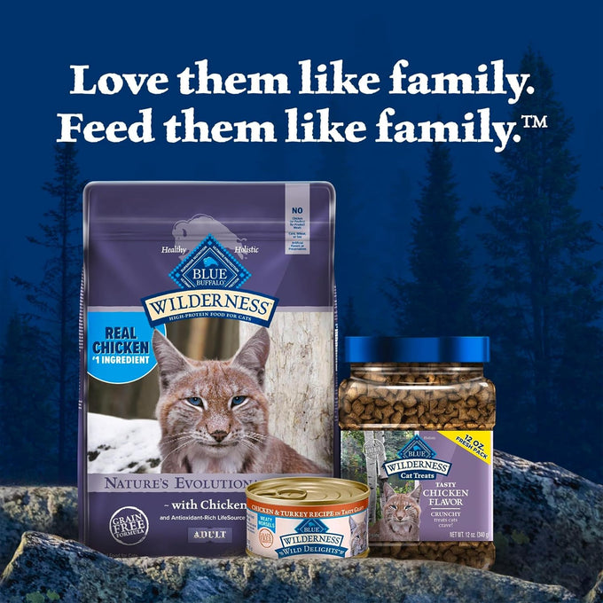 blue buffalo wilderness natural adult dry chicken cat food 12 lb bag high protein grain free diet