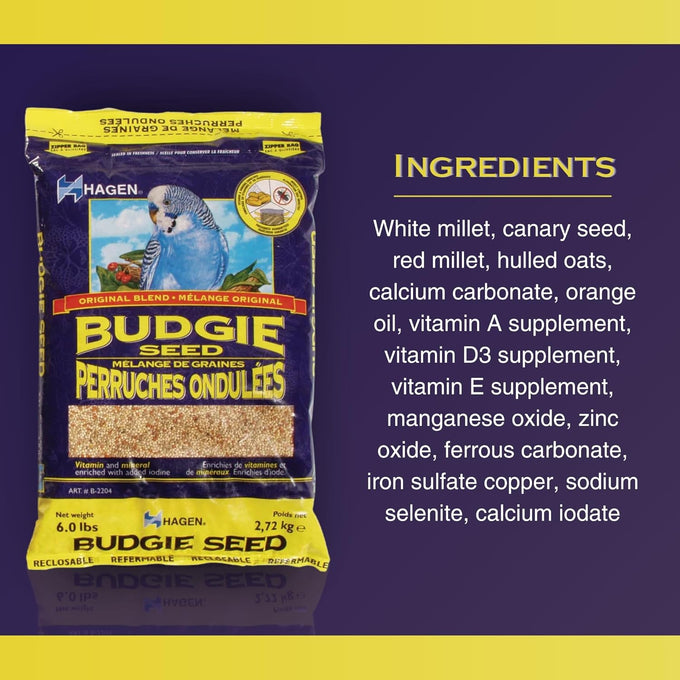 Hagen White Millet Bird Seed Premium Blend Nutritionally Balanced Vitamins Minerals Dust-Free 6 lb Bag for Budgies
