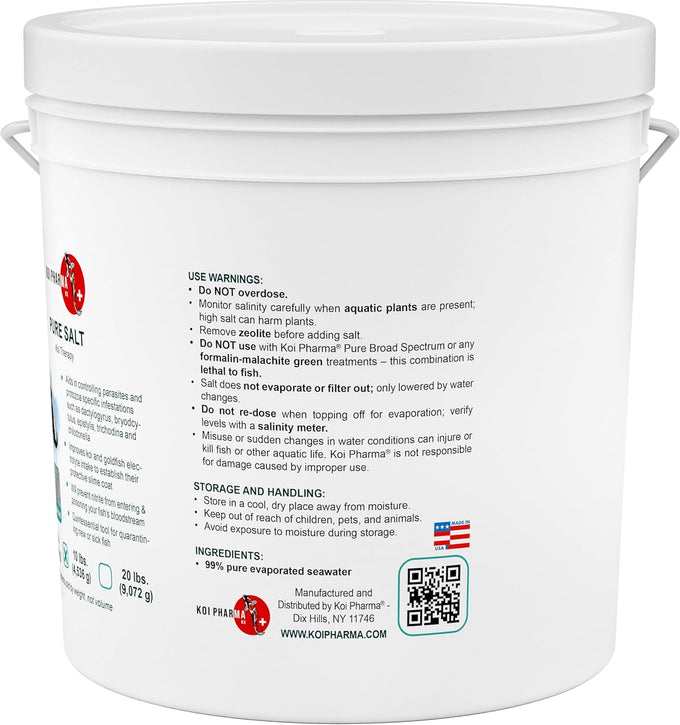 Pure Salt Koi Therapy All-Natural Pond Salt for Improved Fish Health and Nitrite Prevention 10 Pound Bag