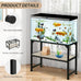metal aquarium stand 24x12x20.27 inches non-slip foot and wooden shelf for 10-20 gallon fish tank
