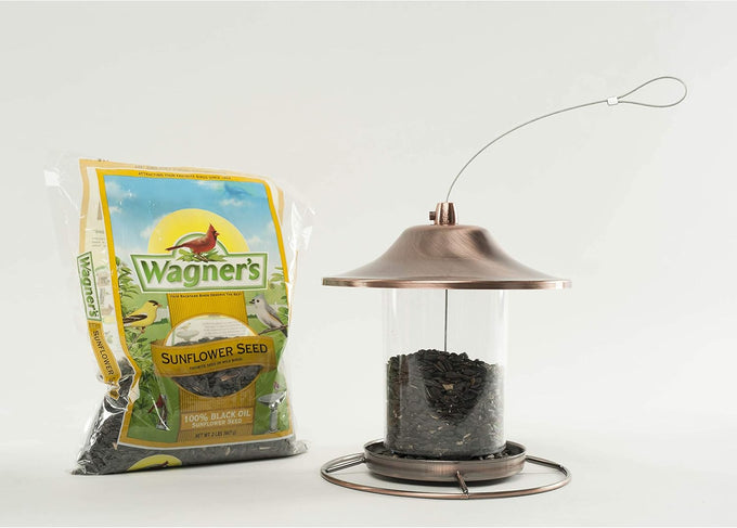 Wagner's 52023 black oil sunflower seed bird food, 5-pound USA-made bag, attracts small birds