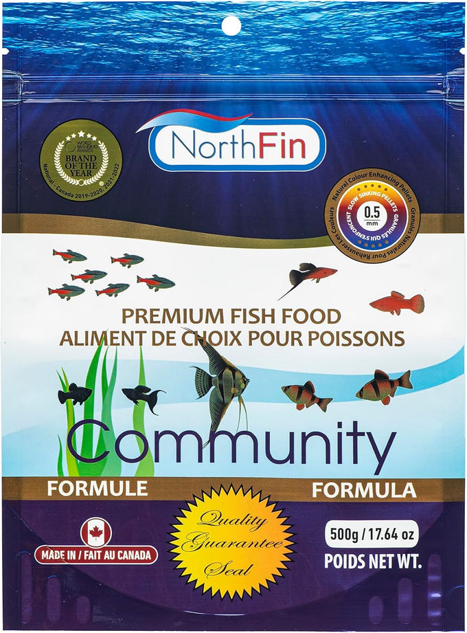 Northfin fish food community formula slow sinking pellets 0.5mm diameter 100g