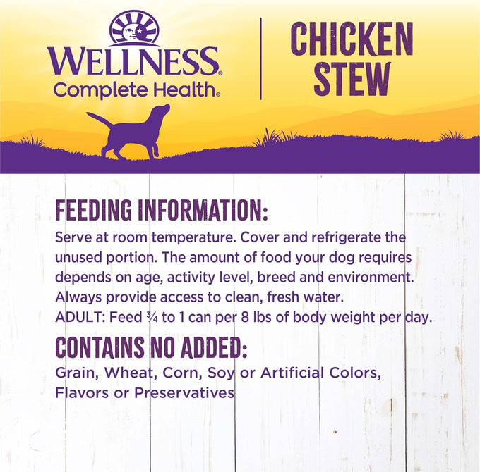 Wellness Grain-Free Chicken Stew Wet Dog Food, 12.5 oz, 12 Cans