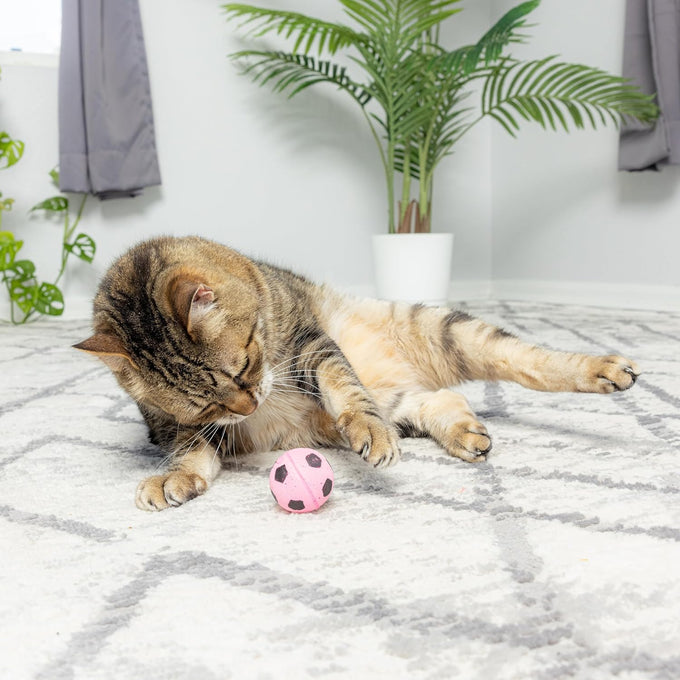 spot interactive colorful plush cat toys soccer balls 1.5 inch assorted 4 pack