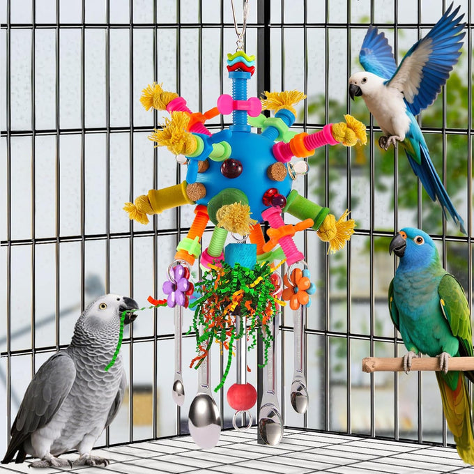 parrot toys stainless steel spoons colorful acrylic stick chew toys for amazons conures cockatiels lovebirds