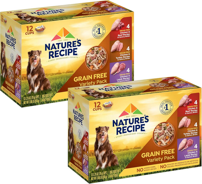 Nature's Recipe Grain-Free Wet Dog Food Variety Pack, 12 x 2.75oz