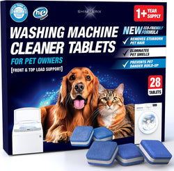 Washing machine cleaner tablets - pet hair removal, odor elimination, septic tank safe, HE compatible