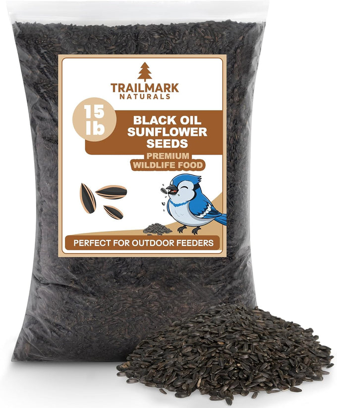 15 LB Black Oil Sunflower Seeds for Birds - Premium Wildlife Food - Non-GMO - Grown in the USA