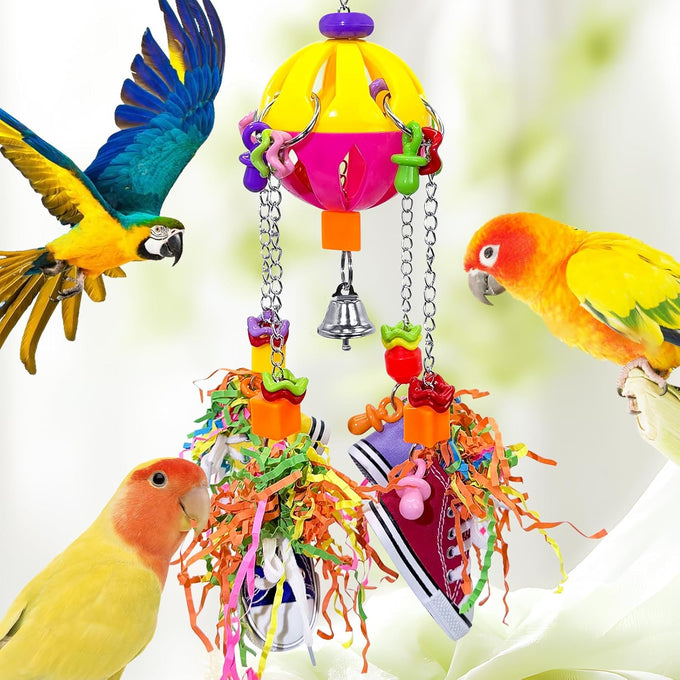 Parrot pullable colorful chew sneakers bird toys for amazons mini macaws african greys cockatoos conures cockatiels lovebirds parrotlet eclectus