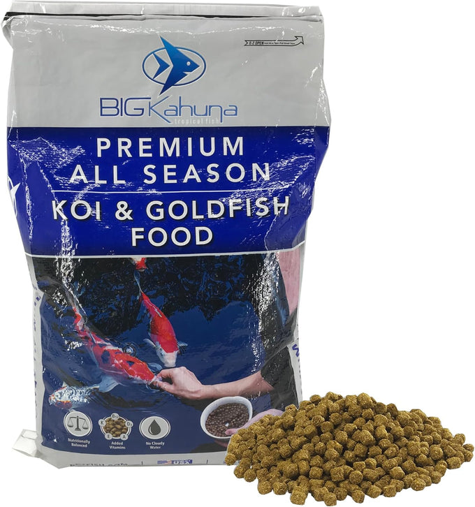 Kahuna Koi Fish Food for Ponds, 4.5lbs, Pellets, 3/16-1/4, Floating, Pond Fish Food, Made in USA