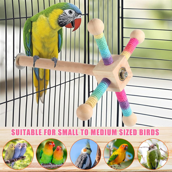 kyouki bird perch toy parakeets toy colorful sisal rope spinning stand medium size