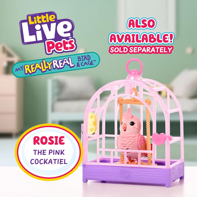 little live pets indie talking bird toy, 20+ sounds, realistic pet play, kids toy playset, ages 5-7, colorful cage