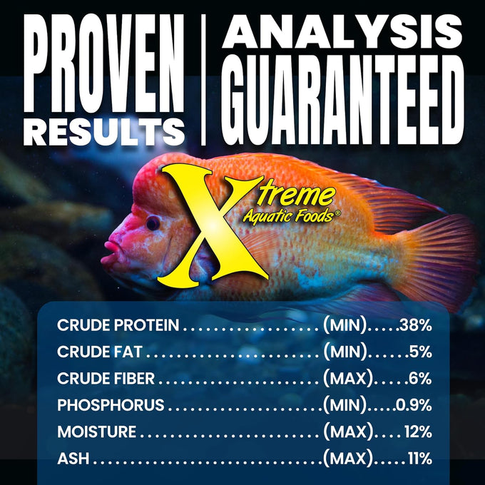 xTreme Big Fella 3.0mm Pellets: Professional Nutrition for Medium to Large Cichlids and Community Fish - USA Farm Grown Pellet Food (20oz)