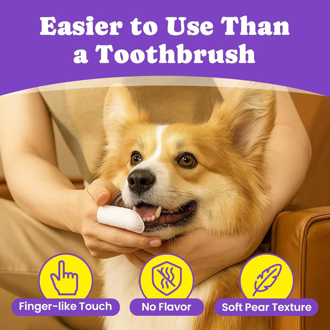 No-Rinse Dog Dental Care Wipes, 50-Count, Safe for Cats & Dogs, Removes Plaque & Tartar, Natural Ingredients, Gentle Finger Wipes