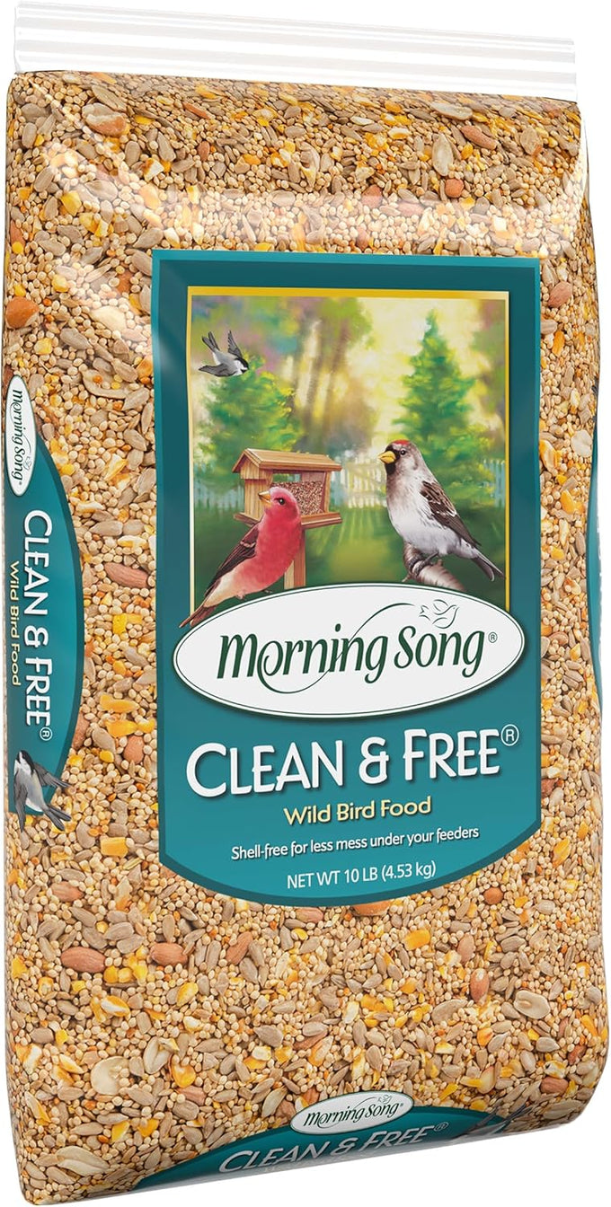Morning Song clean & free shell bird food, premium no mess seed for outdoor feeders, 10-pound bag