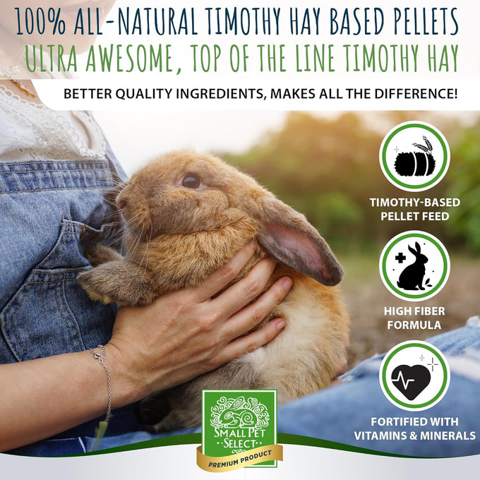 Timothy hay based rabbit food pellets, small pet select, 10 lb, high fiber, veterinarian recommended