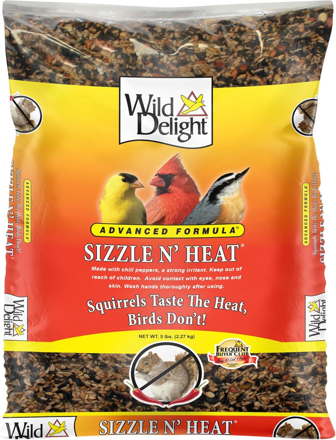 Wild Delight Sizzle N' Heat Bird Food, 5 lb, hot blend, squirrel deterrent, manual power