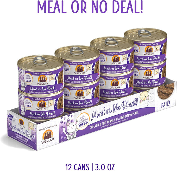 Weruva Classic Cat Paté with Chicken & Beef, Grain-Free, 3oz Cans, (Pack of 12)