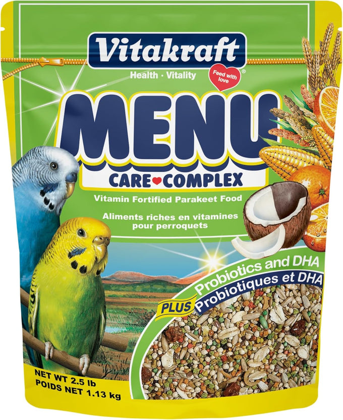 Vitakraft Menu Premium Parakeet Food, 2.5 pounds, vitamin-fortified daily bird food