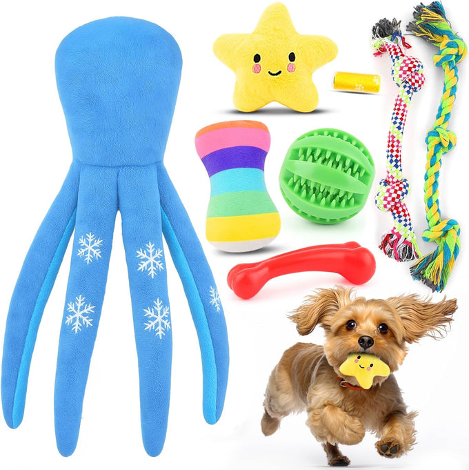 loyee 8 pack puppy toys for small dogs luxury dog chew toys with squeaky plush toys rope toys and ball teething toys