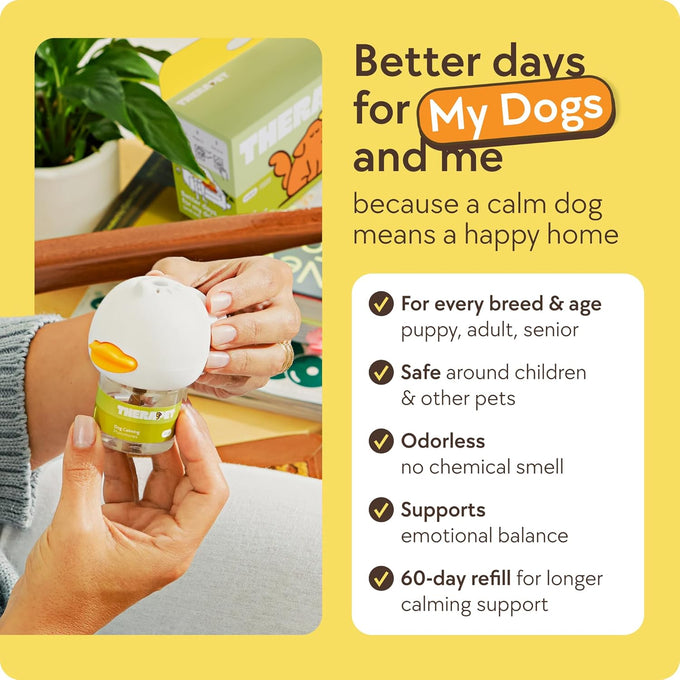 TheraPet MD 60-Day Dog Calming Diffuser Kit with 2-in-1 Pheromone Blend for Stress Relief