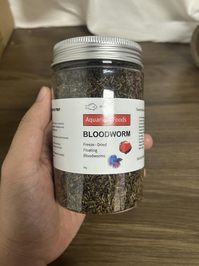 YZHZOM freeze dried bloodworms for tropical fish, bettas, goldfish, discus, and more, 2oz