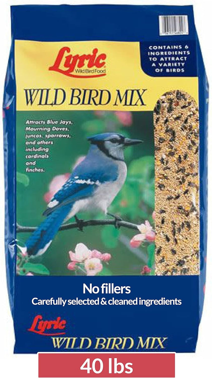 Lyric 20 lb All-Natural Wild Bird Mix with Corn, Nuts, and Sunflower Seeds for Outside Feeders