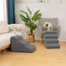 Aodisman 3-Step Grey Pet Ramp and Stairs for Sofa and Chair, 15.7" H, Non-Slip, Stable, Easy to Assemble