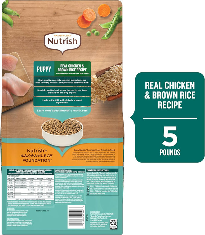 Nutrish Rachael Ray Real Chicken & Brown Rice Puppy Dog Food, 5 lb