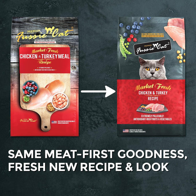Fussie Cat Market Fresh Chicken & Turkey Recipe, Dry Cat Food, 10lb Bag