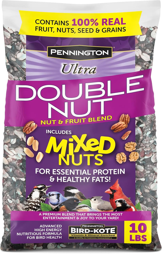 Pennington Ultra Double Nut and Fruit Bird Seed 10lbs, Year-Round Nutritious Blend