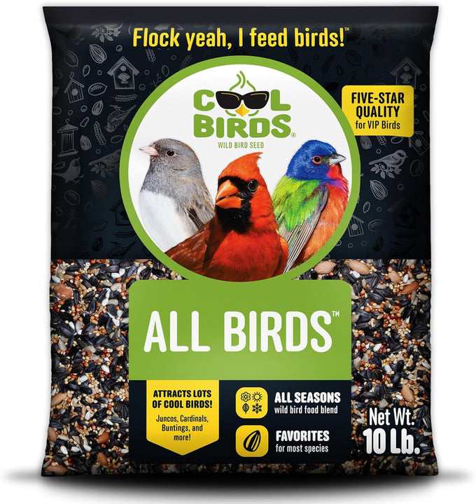 Cool Birds 10 lb Classic Blend Bird Seed with Black Oil Sunflower, White Millet, Safflower, Peanuts & Sunflower Hearts