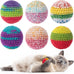 6-pack retro shaw cat toys balls with yarn bell for indoor kittens and cats, safe and interactive play