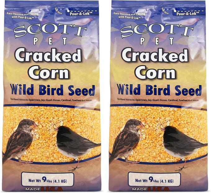 Scott Pet Wild Bird Seed Cracked Corn 9 lbs Bag Feed and Attract Outside Birds in Your Backyard