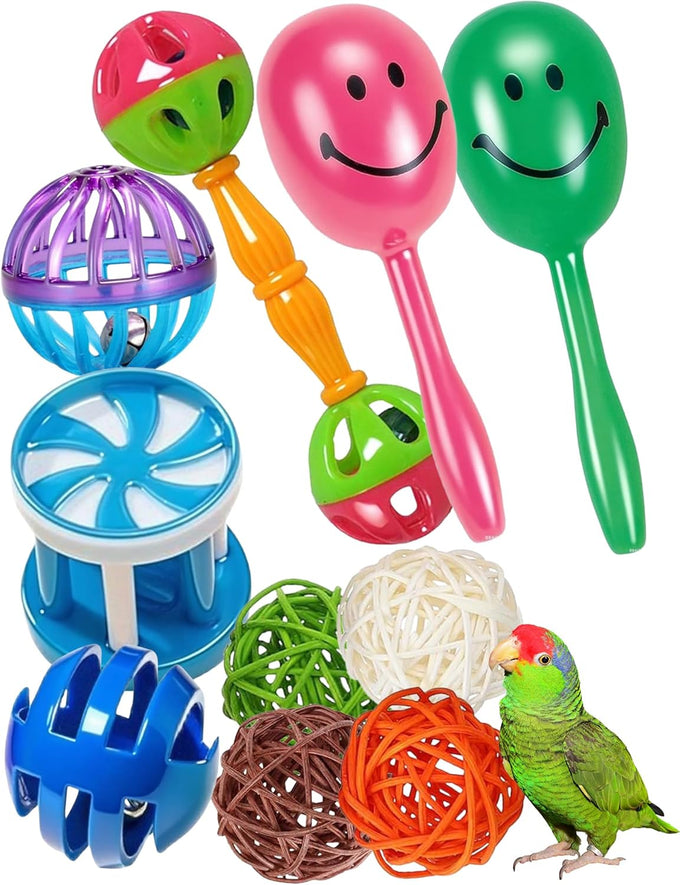 10-pack bird toys for conures, budgies, parakeets & small birds (1.5'' - 5.5'')