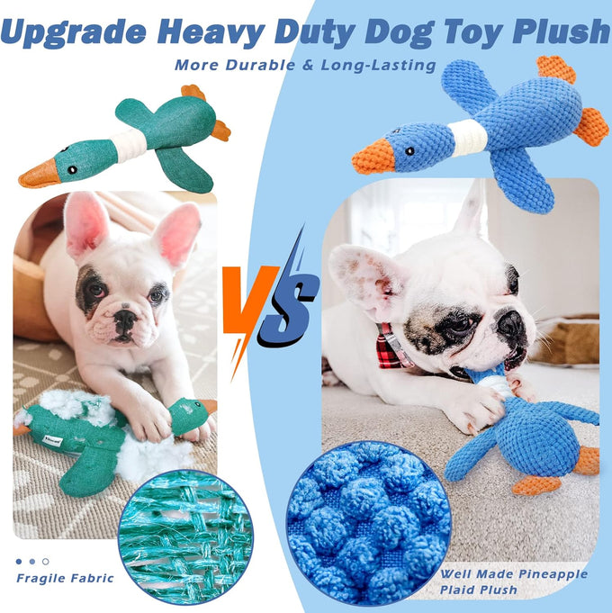 Vitscan upgraded goose indestructible dog toys for aggressive chewers, small to large breeds, crinkle squeaky plush toys
