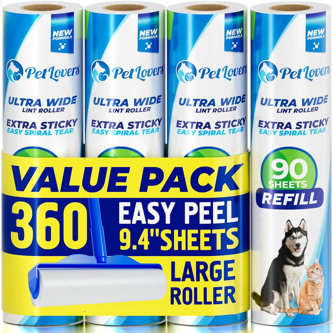 petlovers extra sticky lint roller mega value set 450 sheets 5 pack pet hair remover
