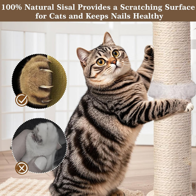 paroto sisal cat tree tower scratching post for indoor cats adults kittens interactive toys 25 inches