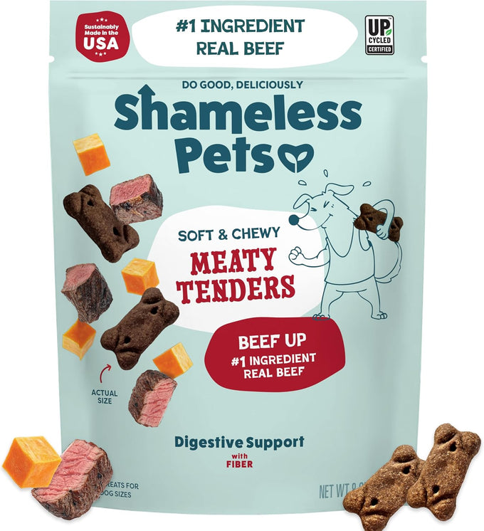 Shameless Pets Soft & Chewy Beef Tenders - Grain-Free Dog Treats for Small, Medium, & Large Dogs, 8oz