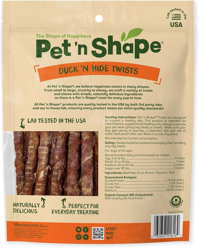 Pet 'n Shape duck wrapped rawhide dog treats - naturally delicious, healthy snack, no artificial additives, 1 pound small size